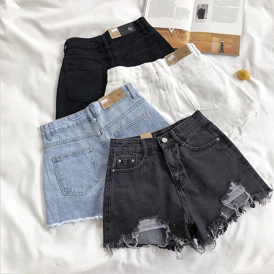 Urban Edgeâ„¢ High Waist Distressed Denim Shorts