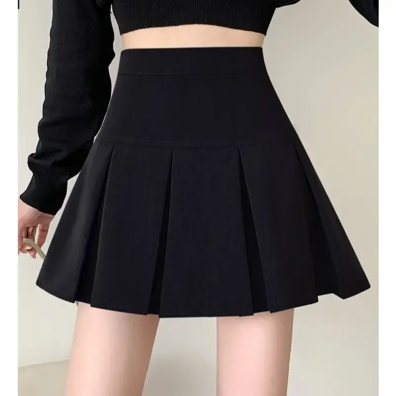 Preppy High-Waist Pleated Mini Skirt – A-Line Schoolgirl Style
