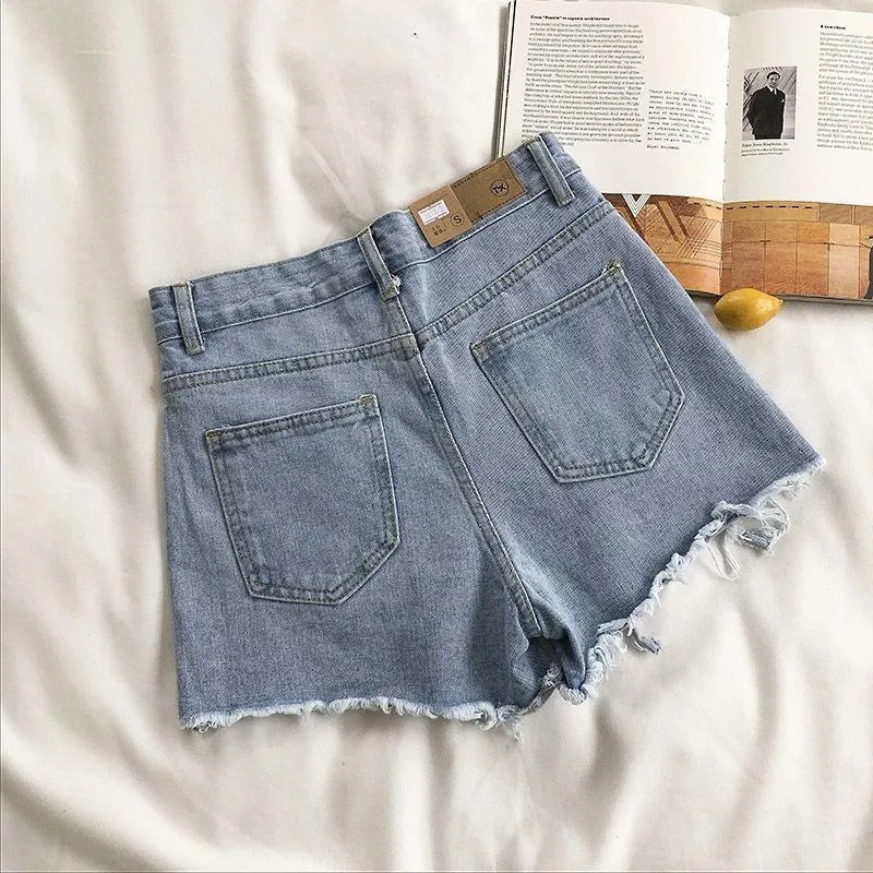 Urban Edge™ High Waist Distressed Denim Shorts