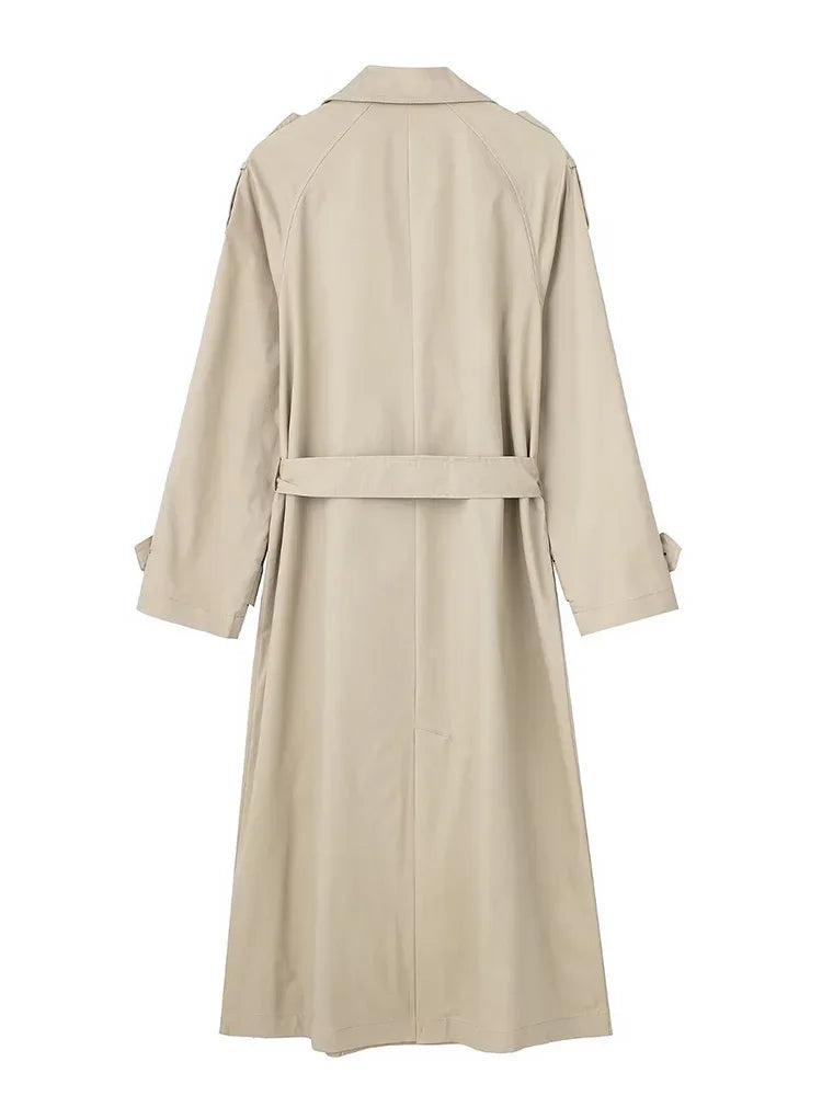 Timeless Grace Double-Breasted Belted Trench Coat