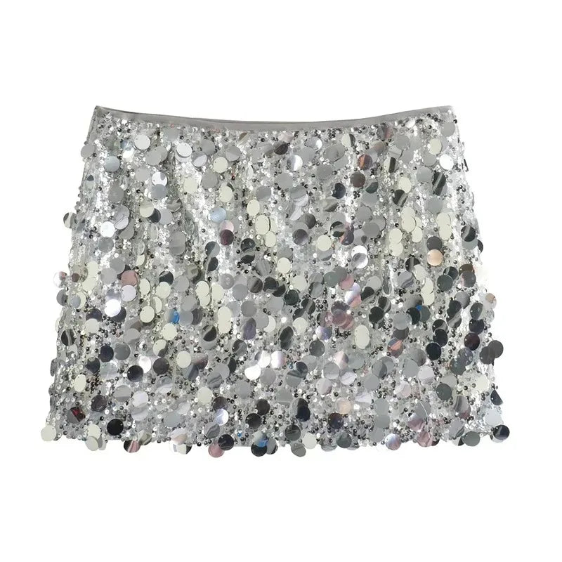 Sparkle Crush Sequin Mini Skirt – High-Waist Party Glam