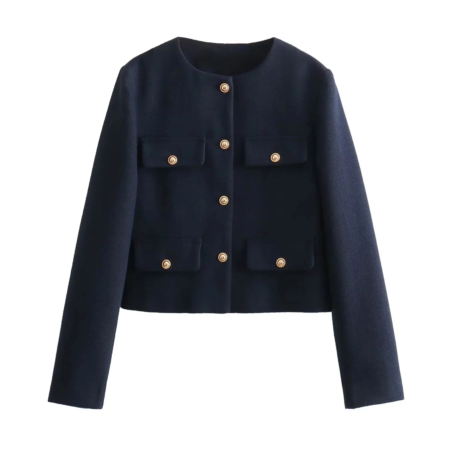 Urbane Muse Button-Front Cropped Blazer