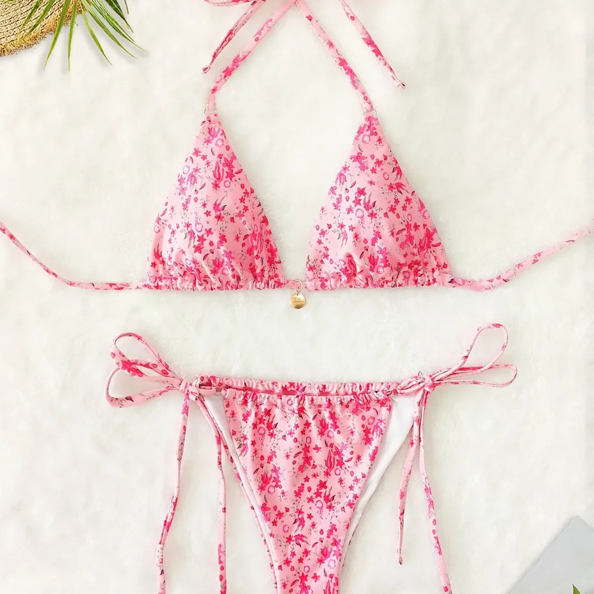Wild Bloom Lace-Up Bikini Set
