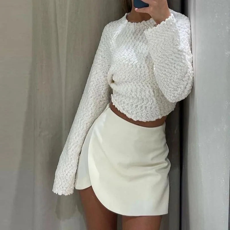 Chic Asymmetrical Skort – High Waist Wrap Mini Skirt with Built-in Shorts