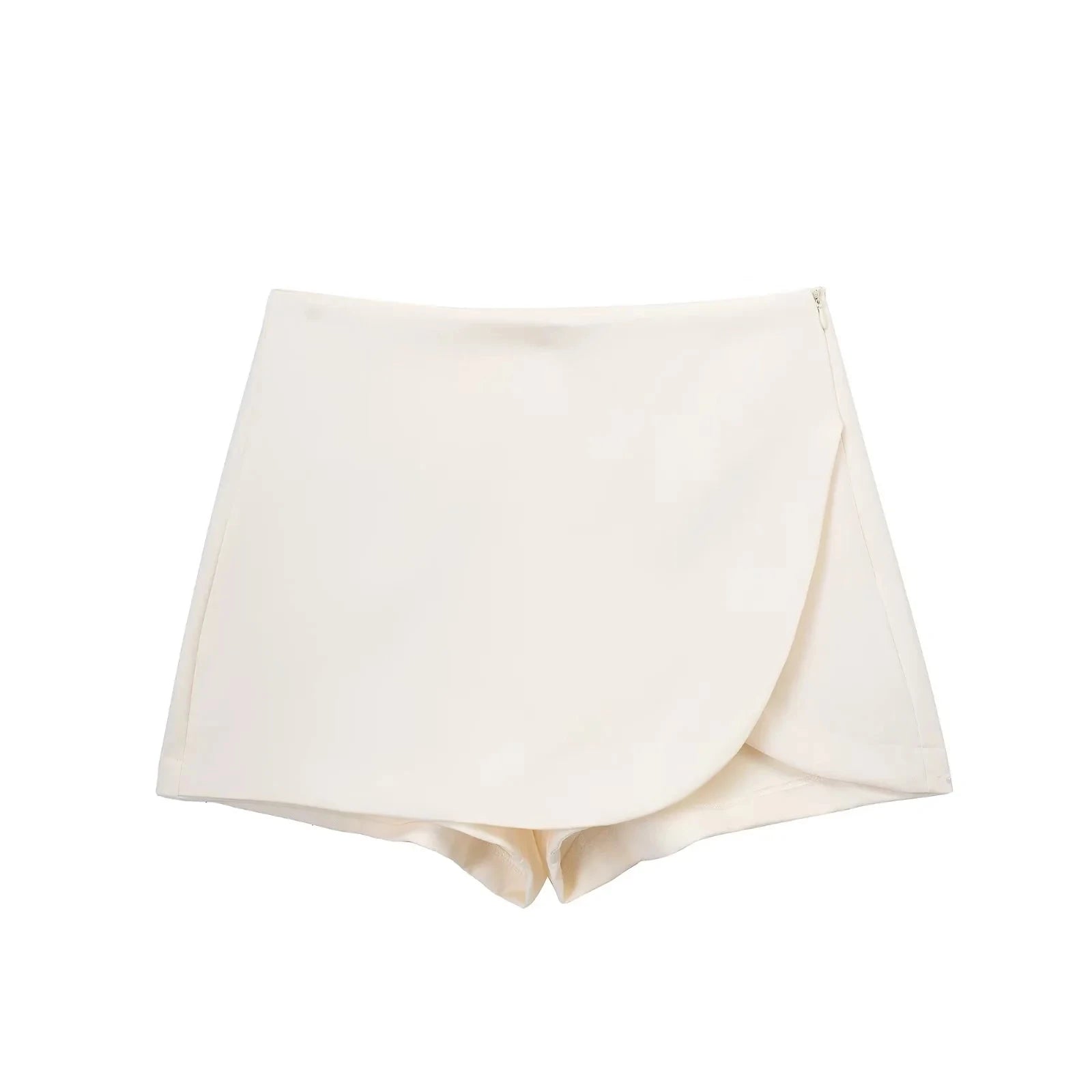 Chic Asymmetrical Skort – High Waist Wrap Mini Skirt with Built-in Shorts
