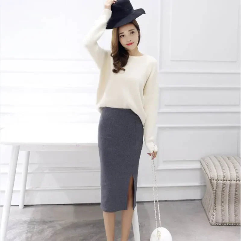 SculptFit™ Knit Pencil Skirt – Sleek Comfort, Everyday Style