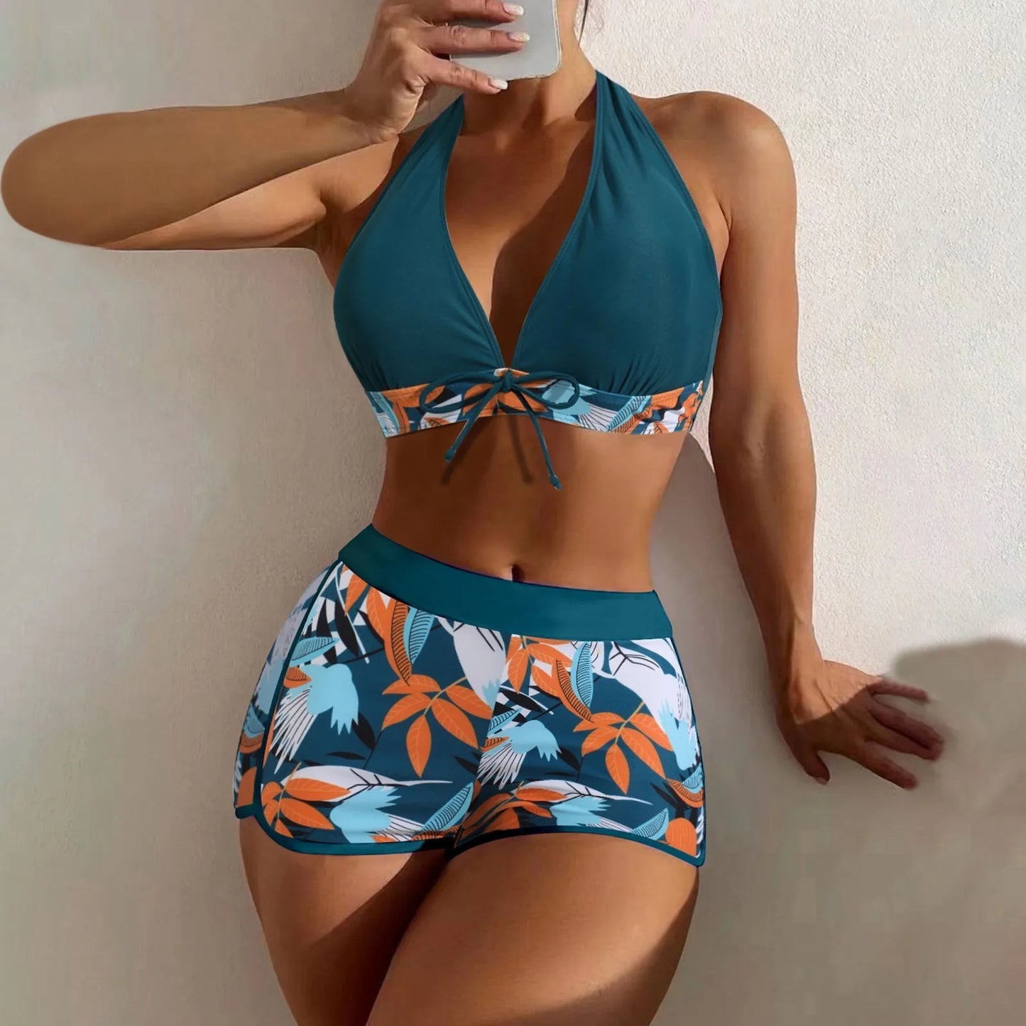 Tropical Serenity High-Waist Bikini Set
