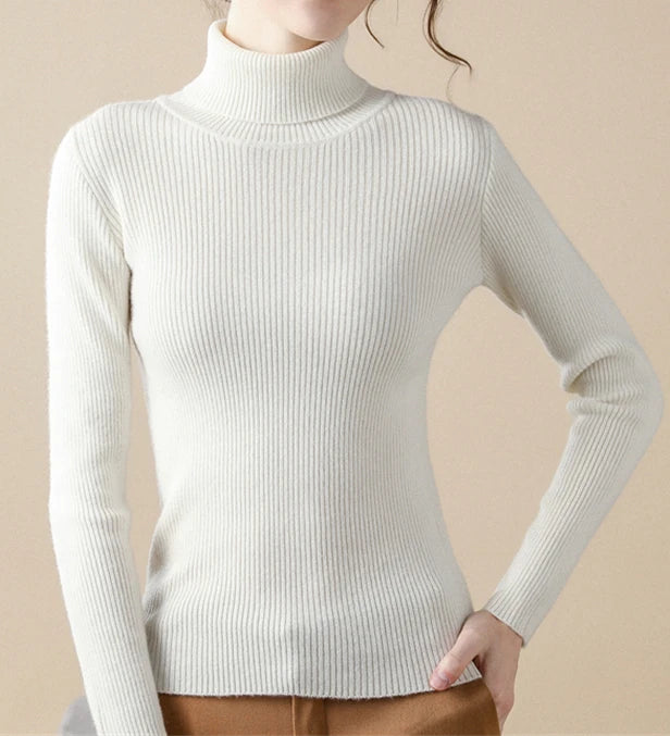 Velvex Ribbed Knit Turtleneck Sweater – Ultra Soft Fit