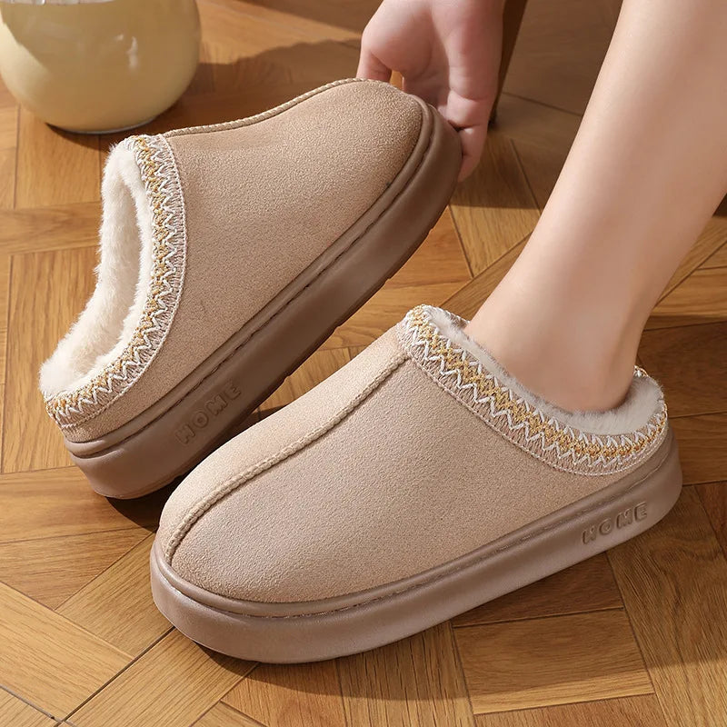 CozyNest™ Plush Lined Indoor Slippers – Unisex Winter Warmth