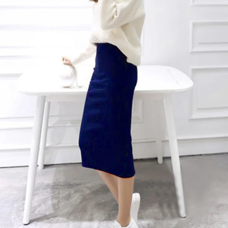 SculptFit™ Knit Pencil Skirt – Sleek Comfort, Everyday Style