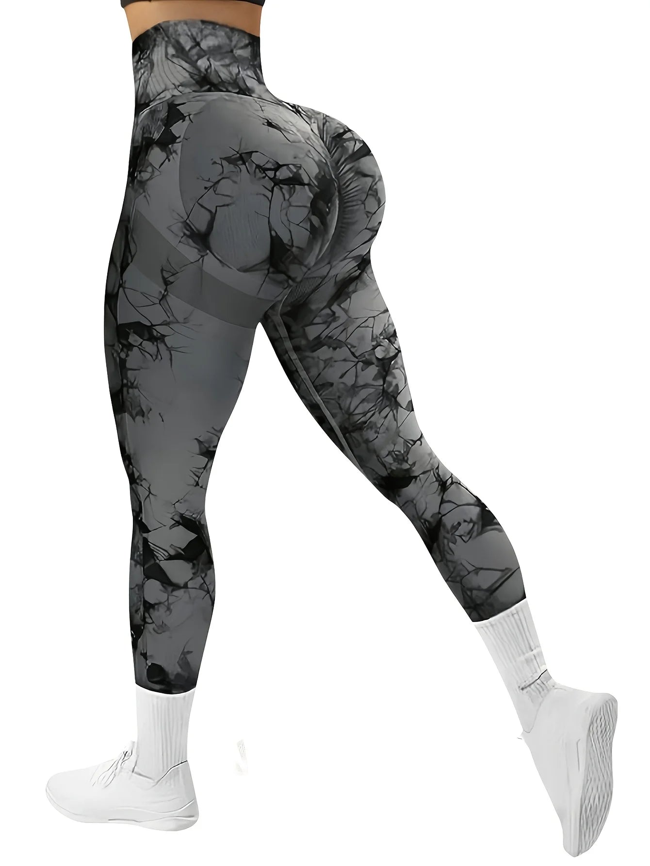 Curve Splash™ Tie-Dye Seamless Booty-Lifting Leggings – High Waist Compression Fit
