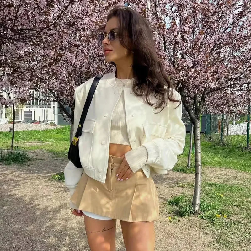 Urban Luxe Cropped Bomber Jacket