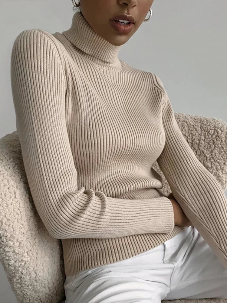 Velvex Ribbed Knit Turtleneck Sweater – Ultra Soft Fit