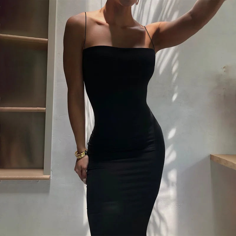 Sculpted Elegance Bodycon Maxi Dress
