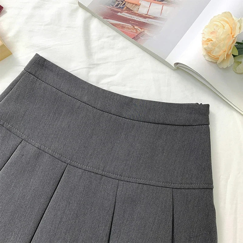 Preppy High-Waist Pleated Mini Skirt – A-Line Schoolgirl Style