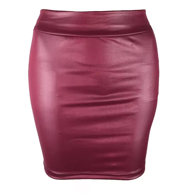Sleek & Sultry Faux Leather Mini Skirt – High Waist Bodycon Streetwear