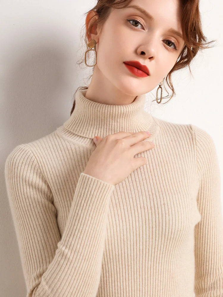 Velvex Ribbed Knit Turtleneck Sweater – Ultra Soft Fit