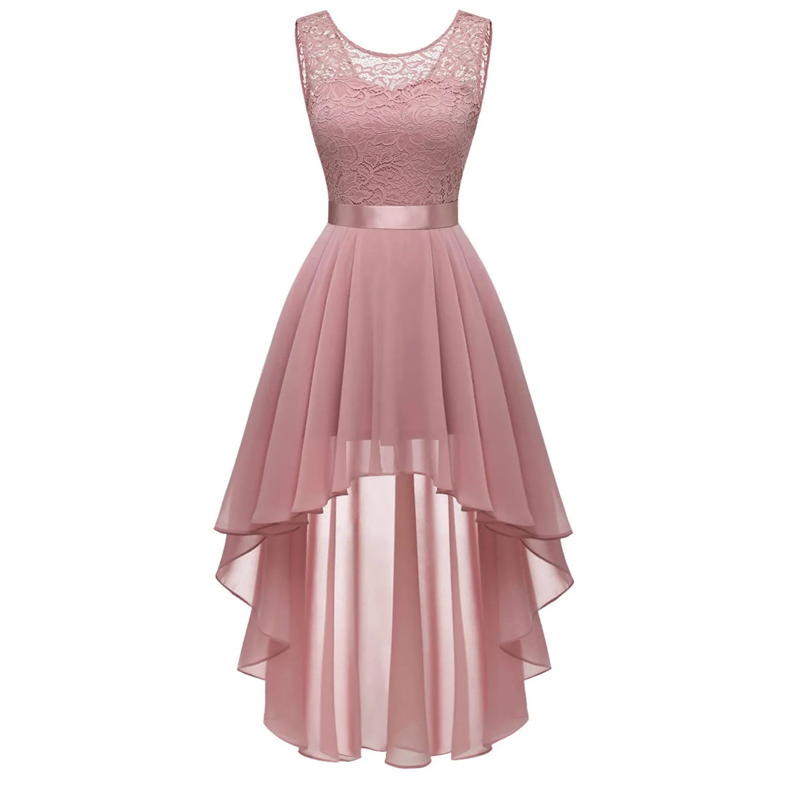 Luxe Bloom High-Low Lace Midi Dress