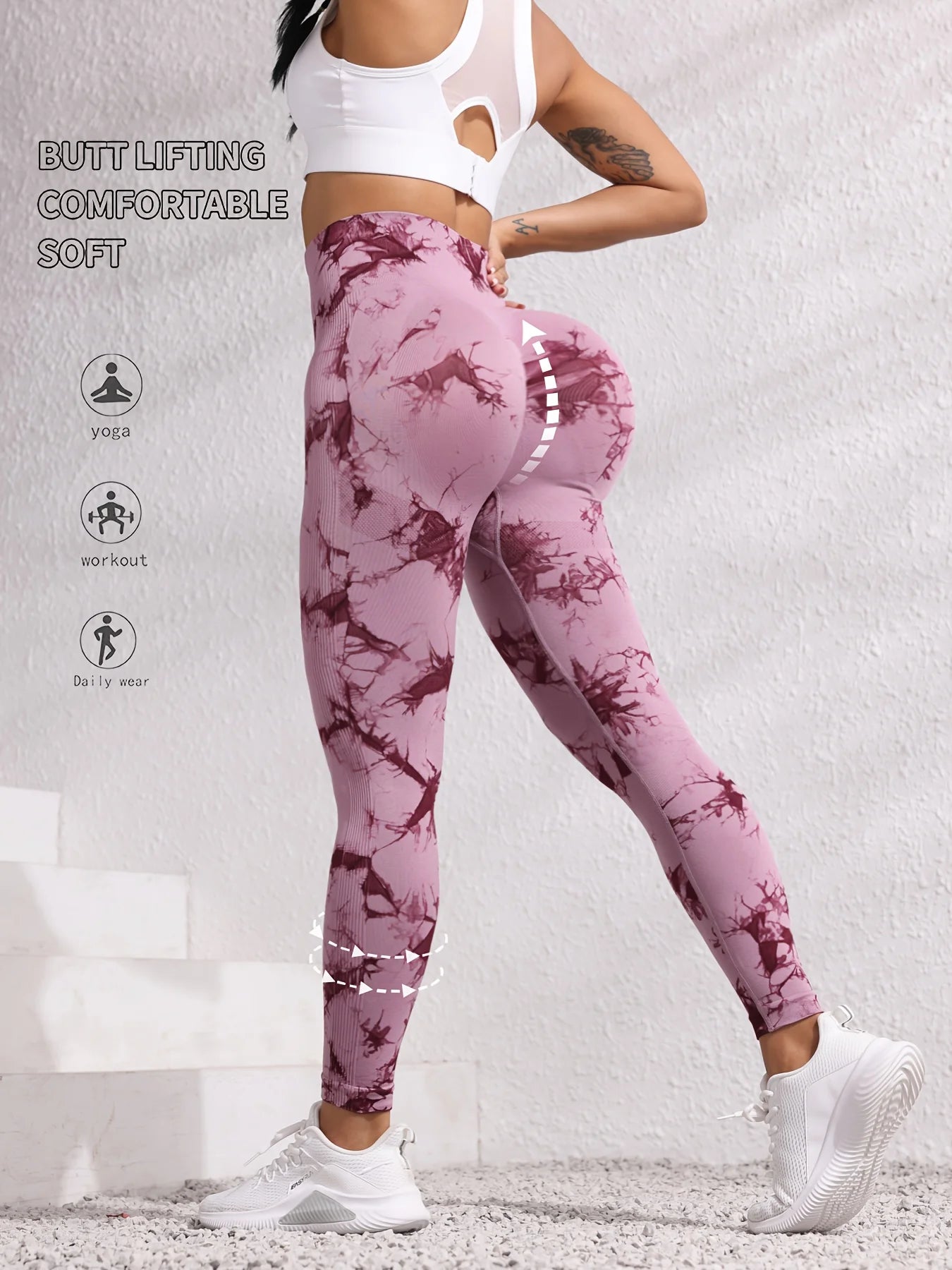 Curve Splash™ Tie-Dye Seamless Booty-Lifting Leggings – High Waist Compression Fit
