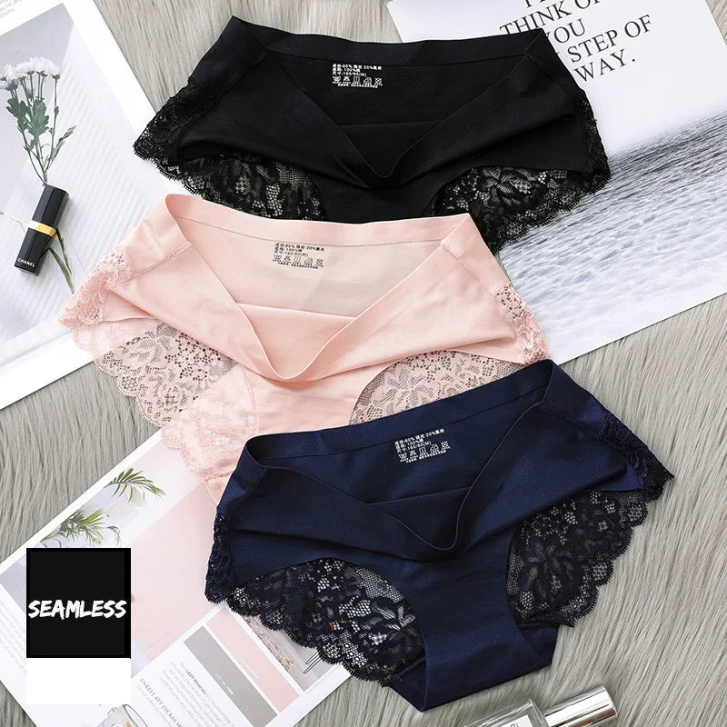 Luxe Lace Seamless Silk Panties – 4 Pack Elegance Edition