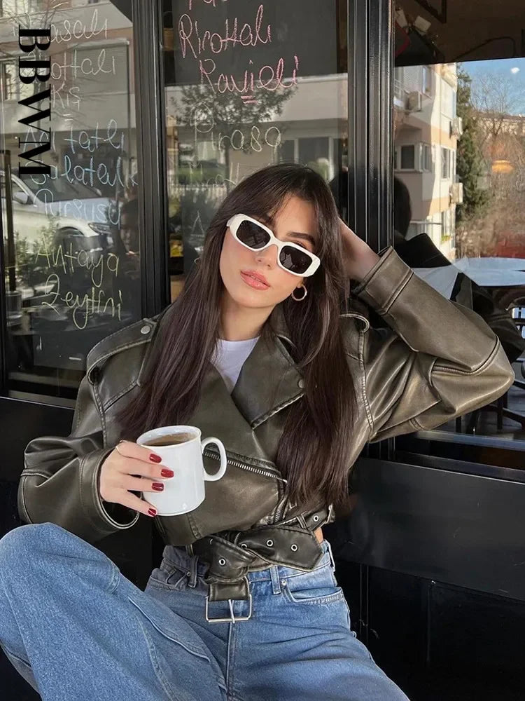 Rebel Edge Cropped Faux Leather Moto Jacket