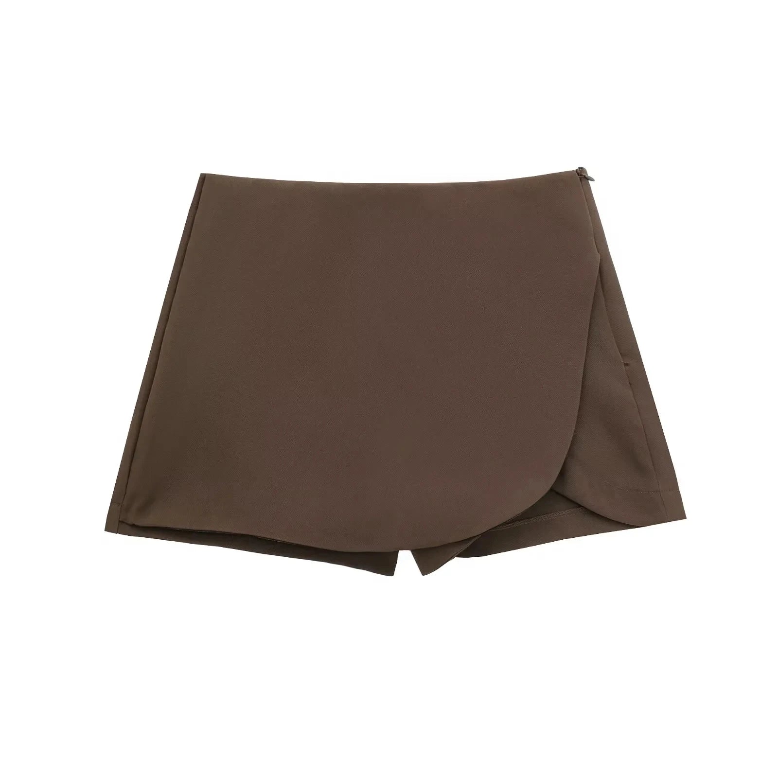 Chic Asymmetrical Skort – High Waist Wrap Mini Skirt with Built-in Shorts