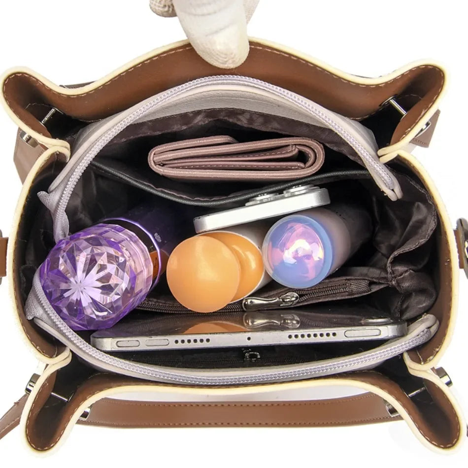 UrbanEase™ Classic Tote – Soft Leather Shoulder & Crossbody Bag with Designer Strap