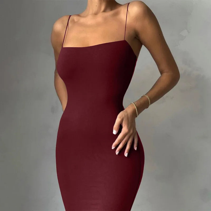 Sculpted Elegance Bodycon Maxi Dress
