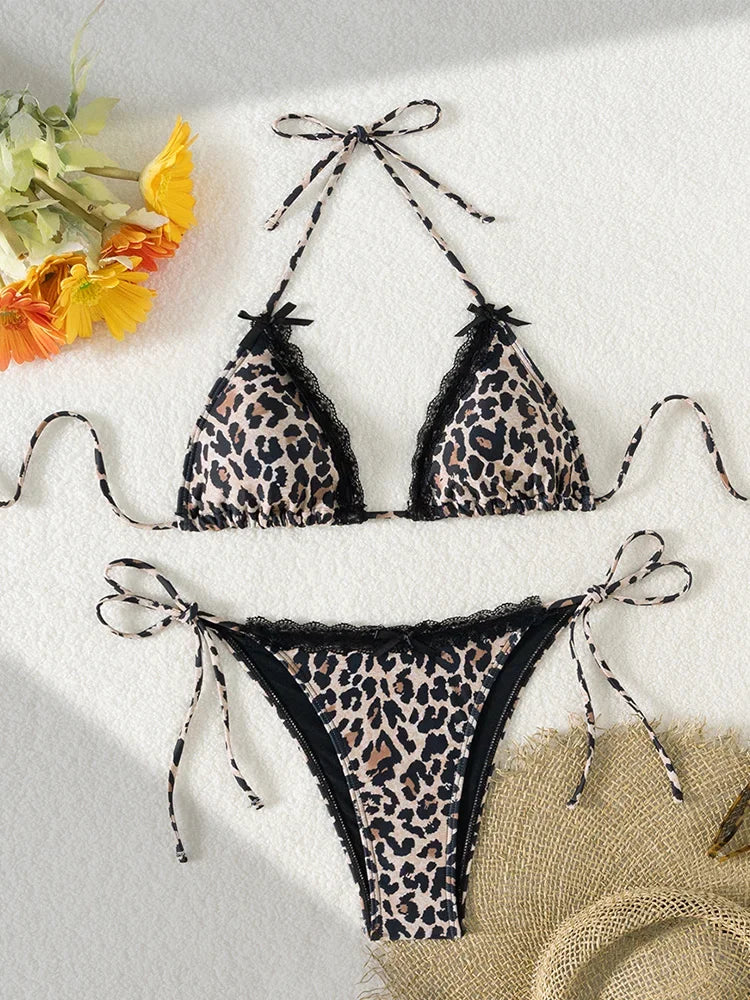 Wild Bloom Lace-Up Bikini Set