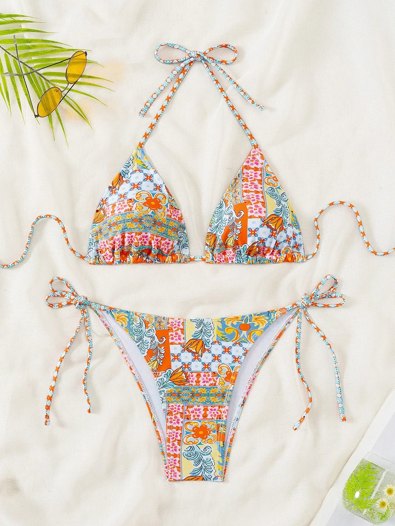 Wild Bloom Lace-Up Bikini Set