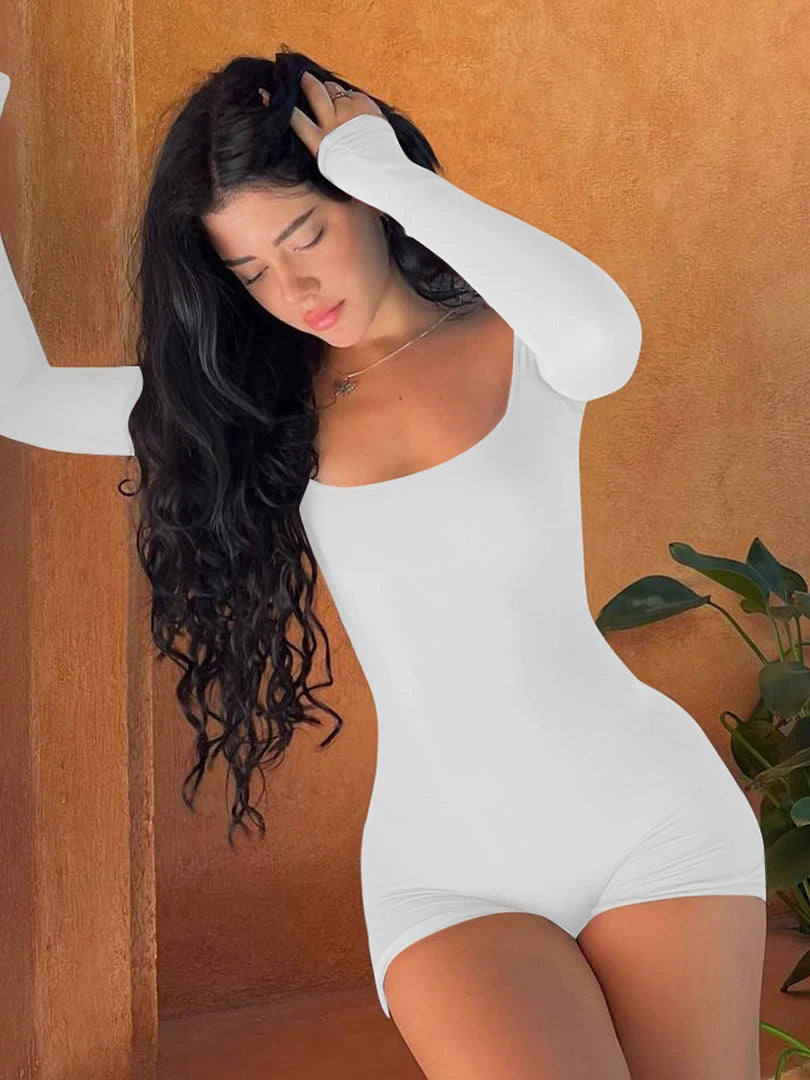 Afterdark Edge – Long Sleeve Backless Lace-Up Romper