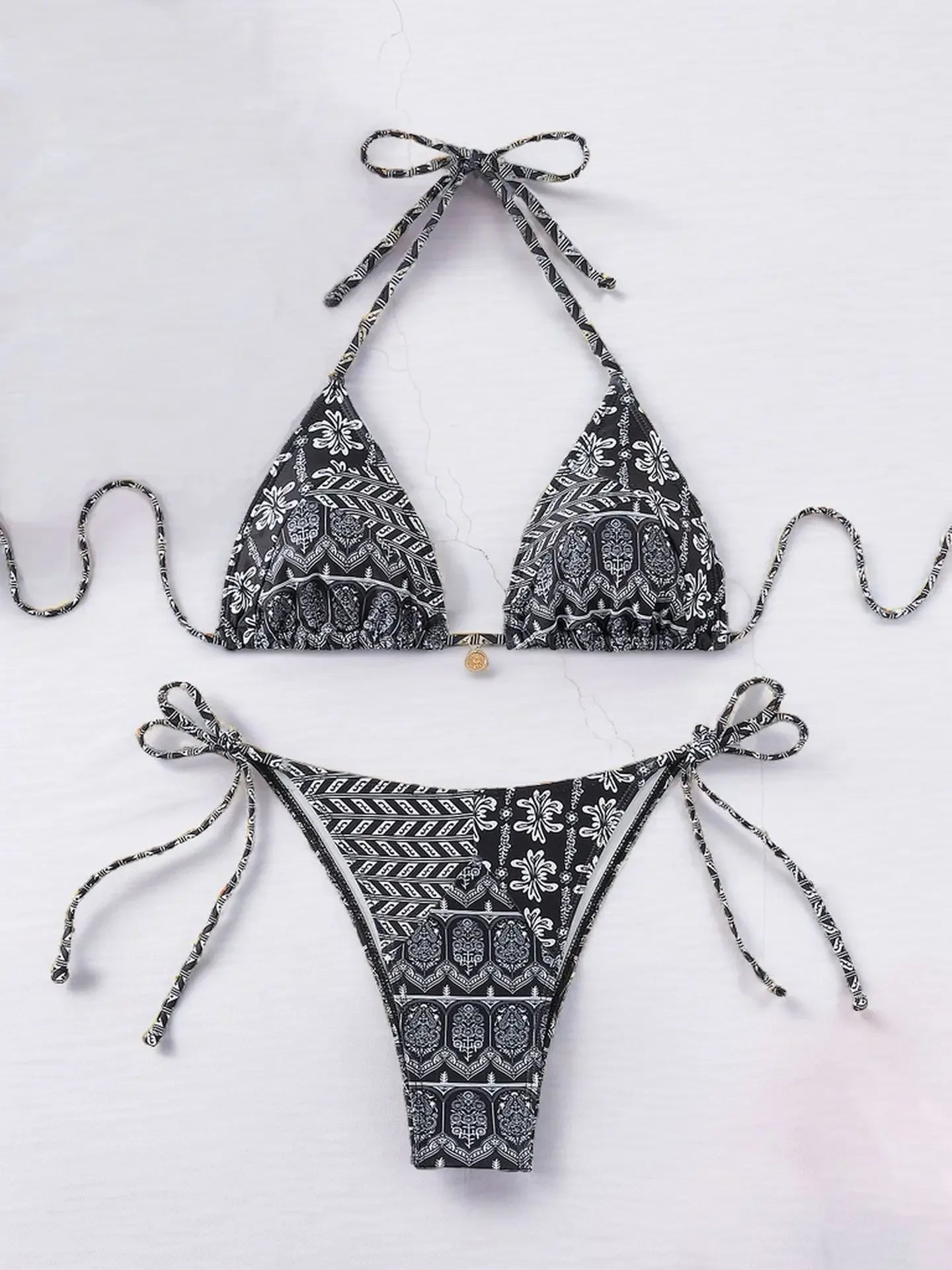 Wild Bloom Lace-Up Bikini Set
