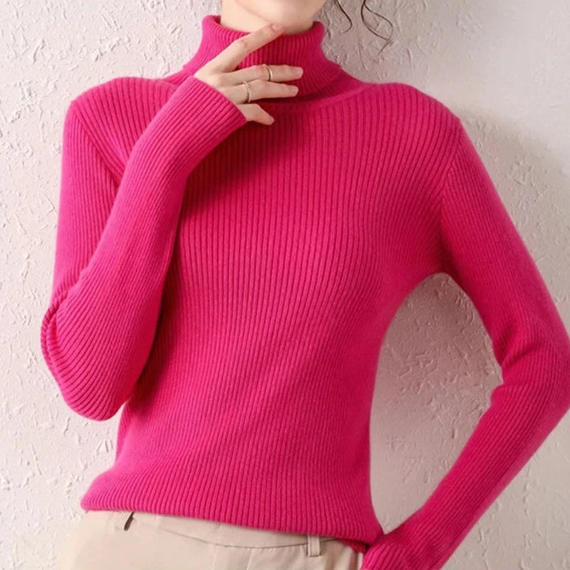 Velvex Ribbed Knit Turtleneck Sweater – Ultra Soft Fit