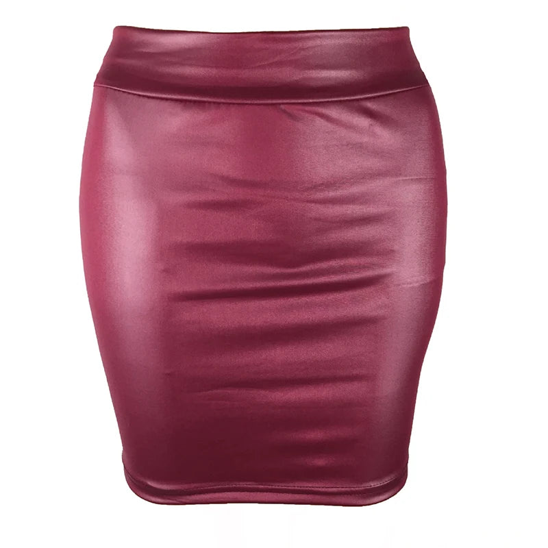 Sleek & Sultry Faux Leather Mini Skirt – High Waist Bodycon Streetwear