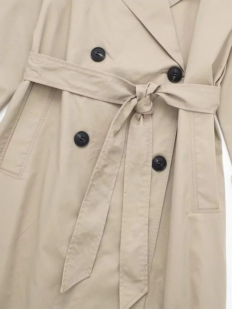 Timeless Grace Double-Breasted Belted Trench Coat