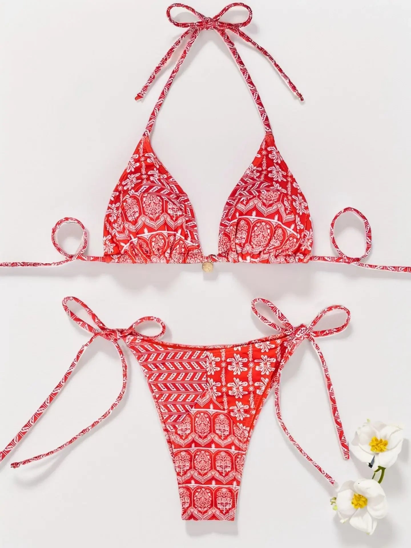 Wild Bloom Lace-Up Bikini Set
