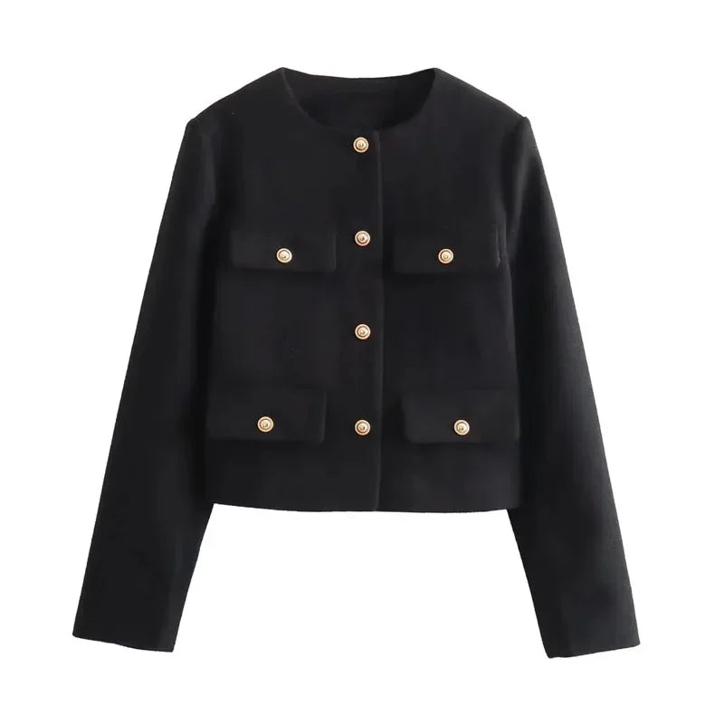 Urbane Muse Button-Front Cropped Blazer