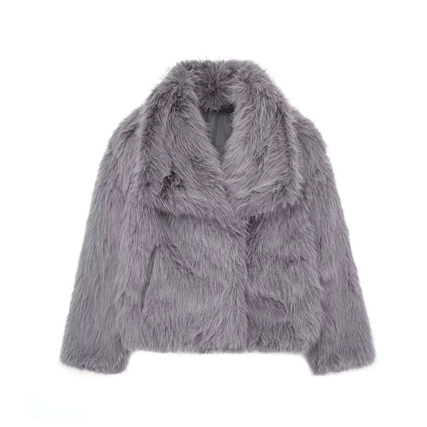 Velvet Frost Faux Fur Cropped Jacket – Lilac Luxe Edition