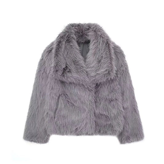 Velvet Frost Faux Fur Cropped Jacket – Lilac Luxe Edition