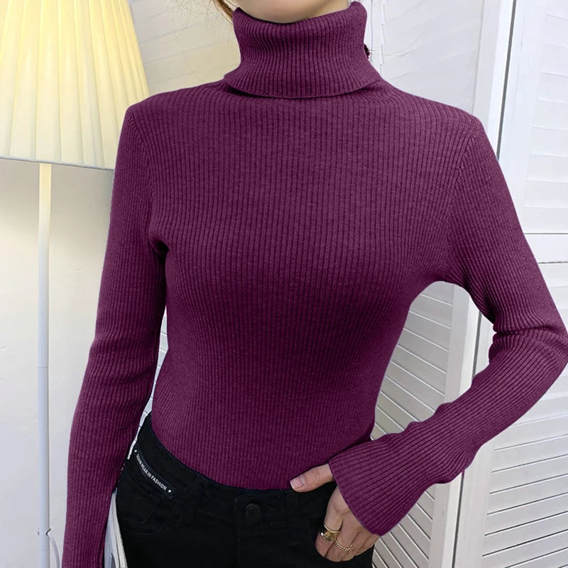 Velvex Ribbed Knit Turtleneck Sweater – Ultra Soft Fit