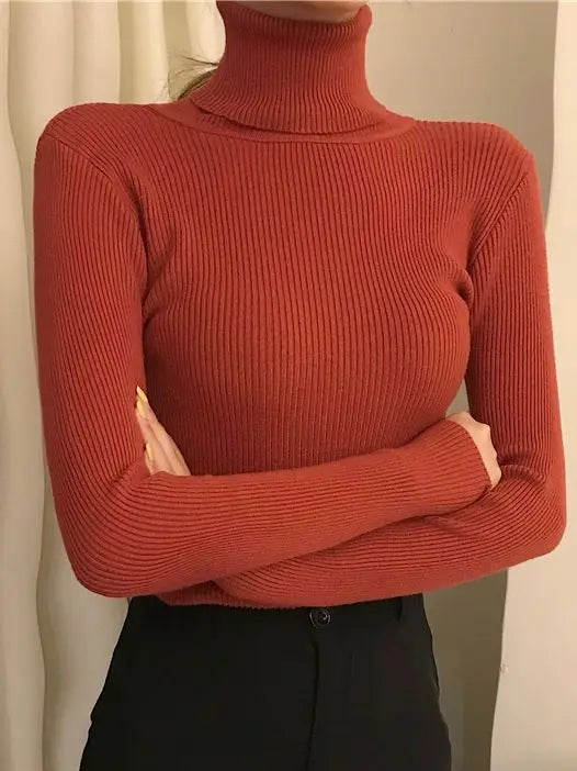 Velvex Ribbed Knit Turtleneck Sweater – Ultra Soft Fit