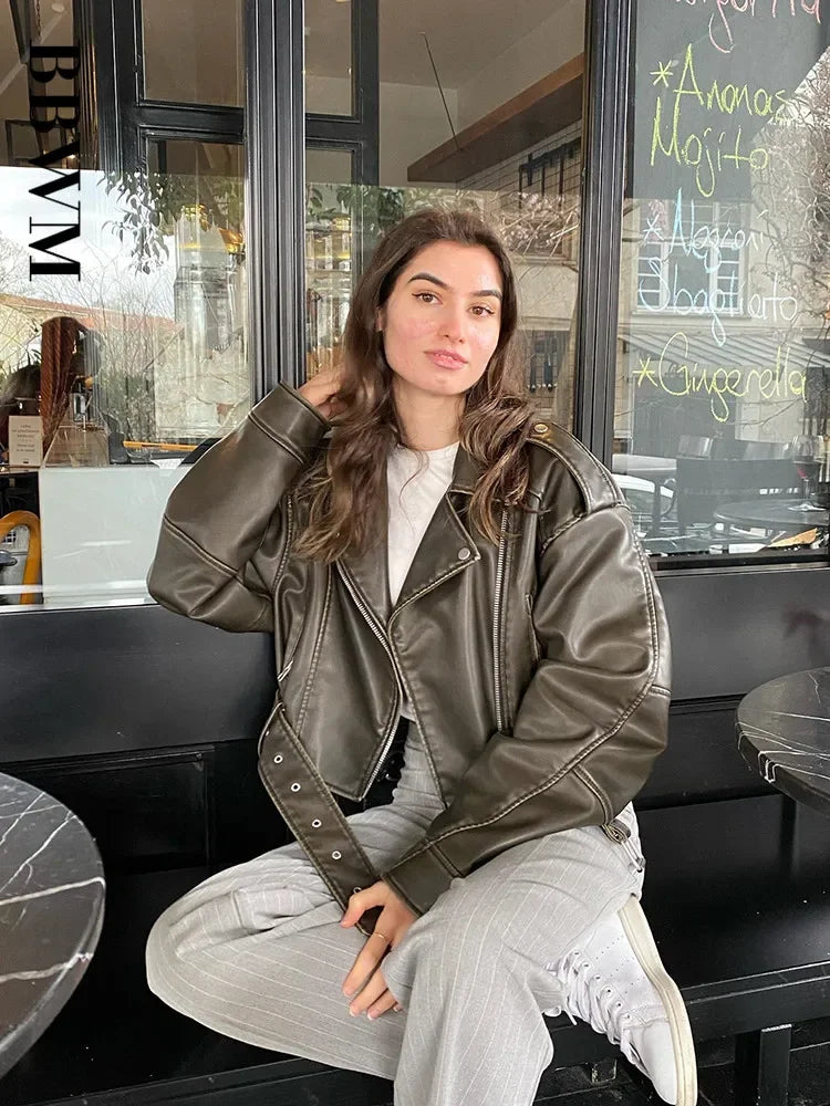 Rebel Edge Cropped Faux Leather Moto Jacket