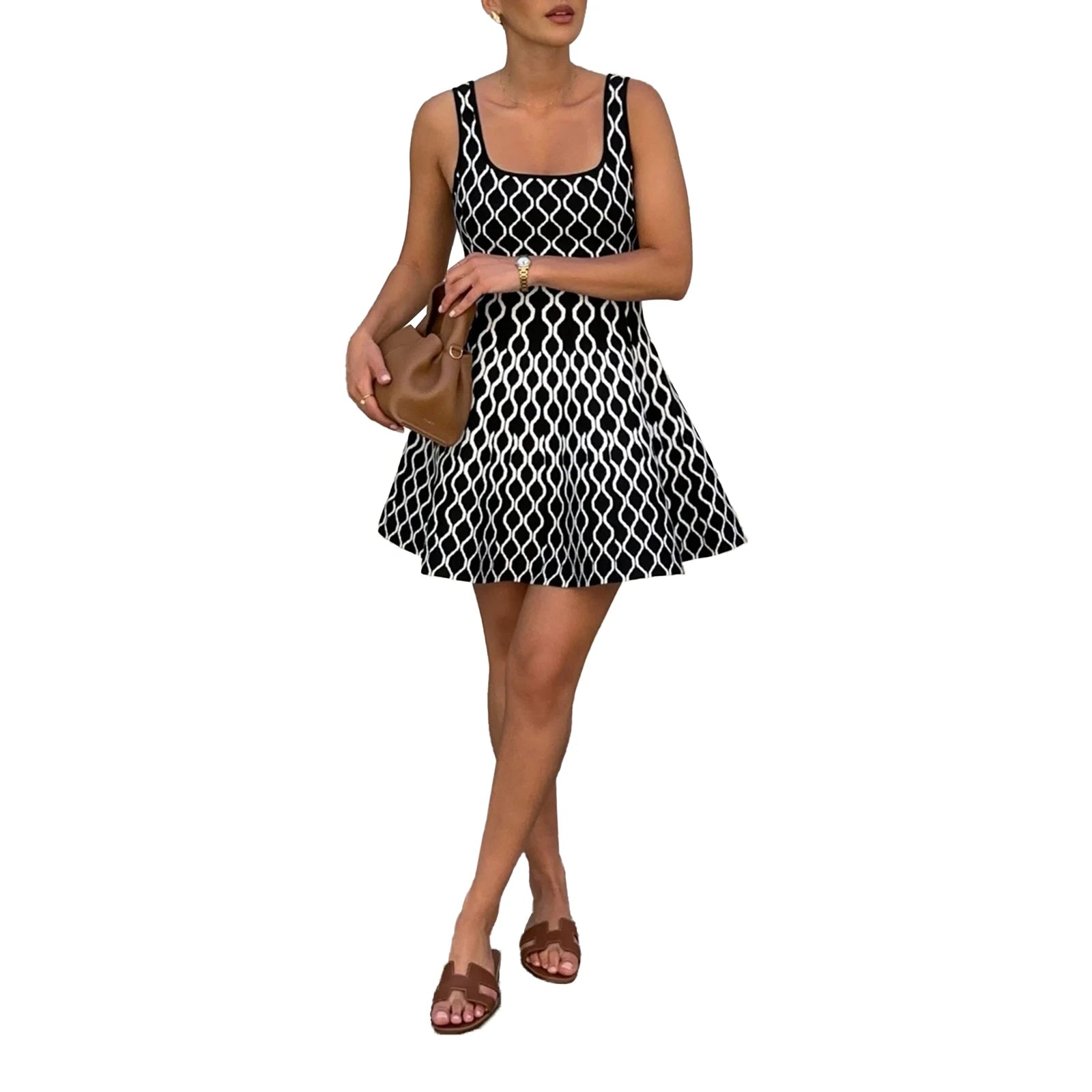 Wave Pattern Mini Dress