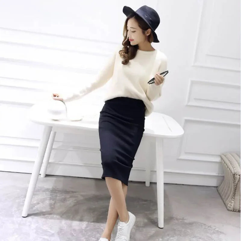 SculptFit™ Knit Pencil Skirt – Sleek Comfort, Everyday Style