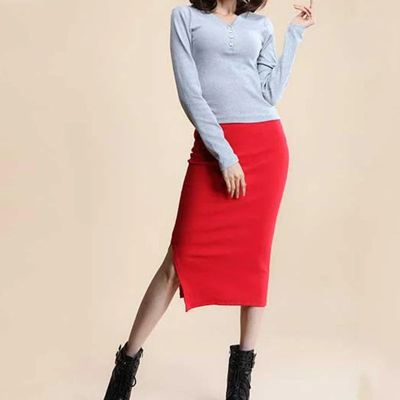 SculptFit™ Knit Pencil Skirt – Sleek Comfort, Everyday Style