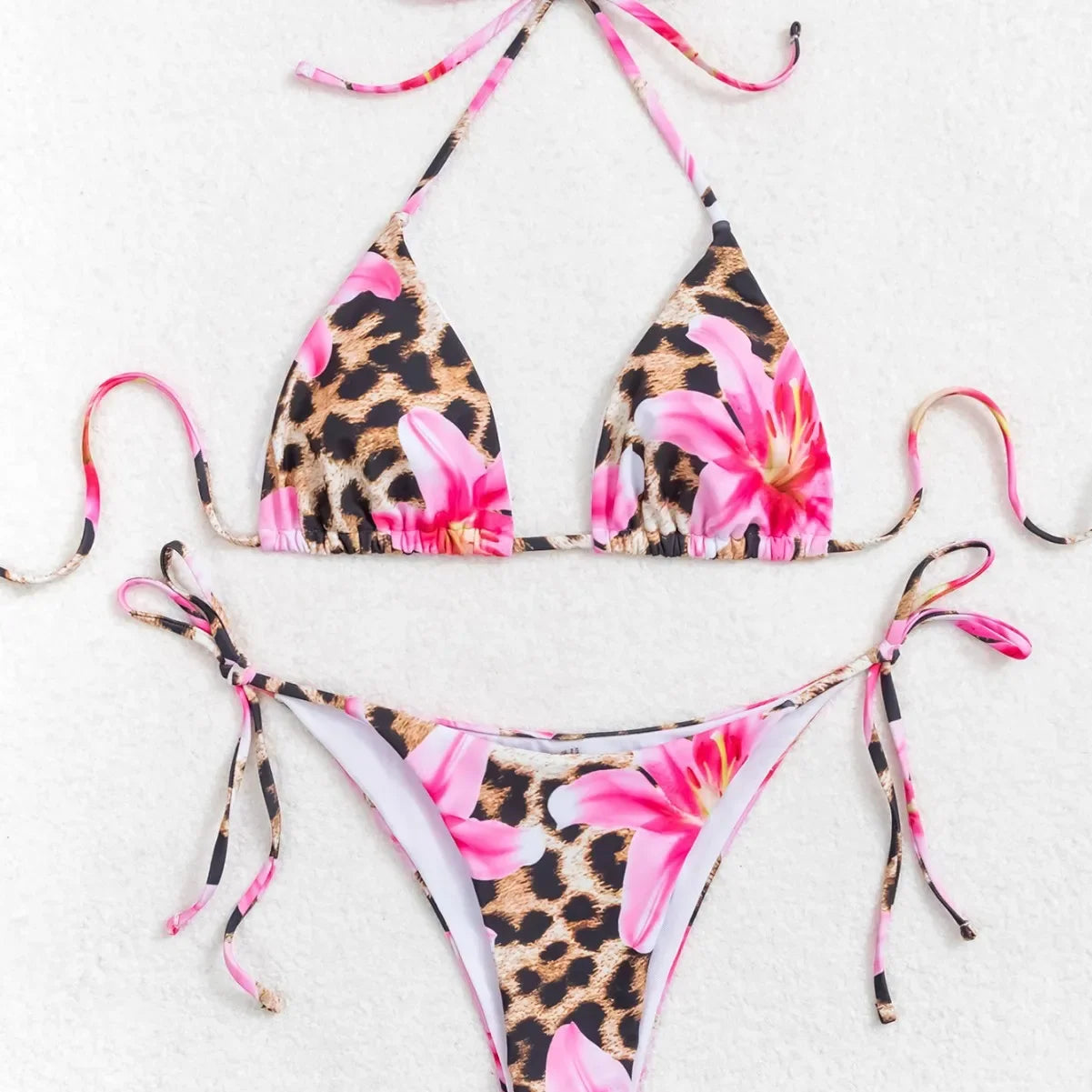 Wild Bloom Lace-Up Bikini Set
