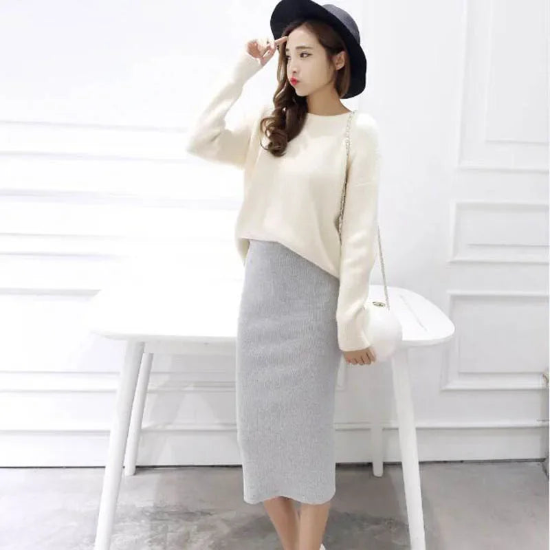 SculptFit™ Knit Pencil Skirt – Sleek Comfort, Everyday Style