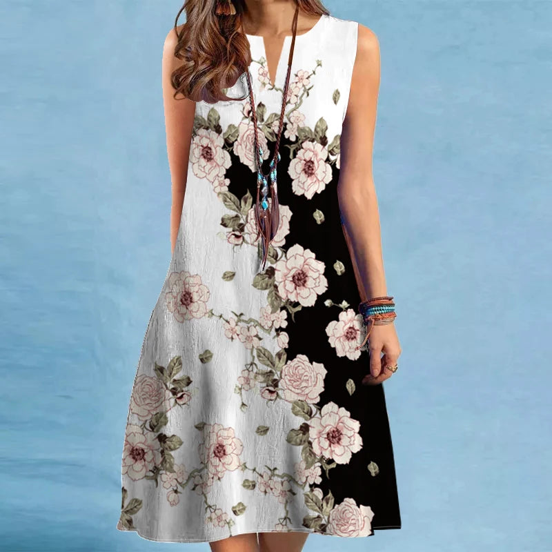 Blossom Breeze Sleeveless A-Line Dress
