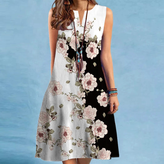 Blossom Breeze Sleeveless A-Line Dress