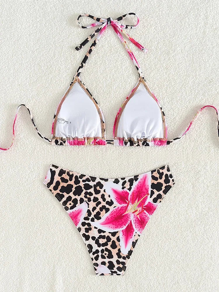 Wild Bloom Lace-Up Bikini Set